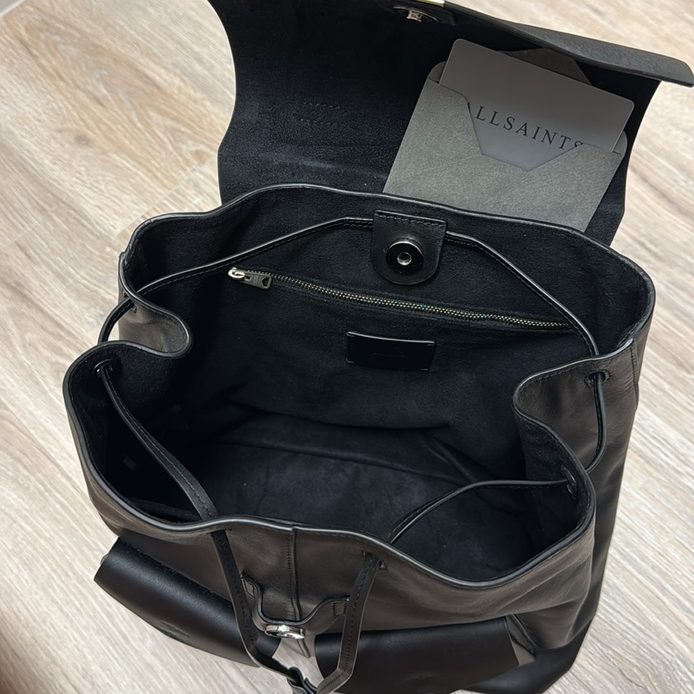 AllSaints Darcy Black Leather Backpack - Picture 3 of 6